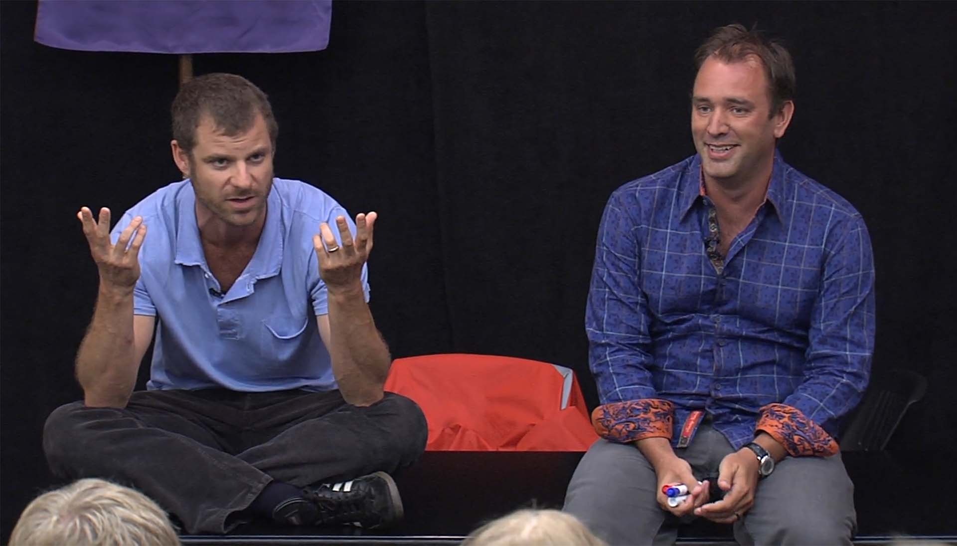 storytelling-advice-from-creators-of-south-park-featured-image Matt Parker and Trey Stone teaching the "but and therefore" rule to a class of writers.